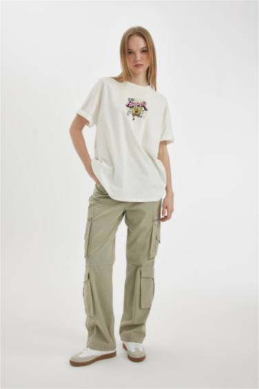 Футболка с коротким рукавом оверсайз с круглым вырезом с принтом для женщин Coool