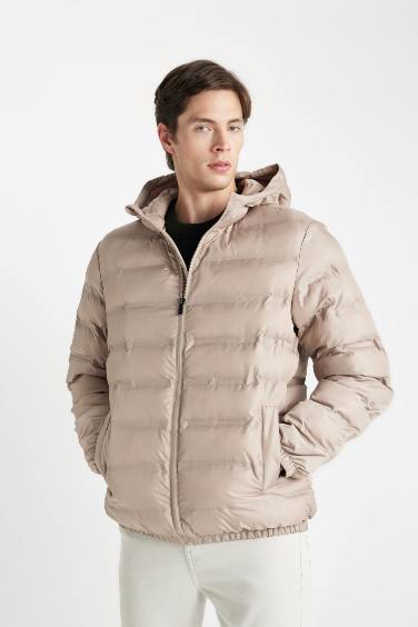 Slim Fit Hooded Zippered Waterproof Puffer Jacket