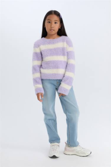 Girl Crew Neck Striped Pullover