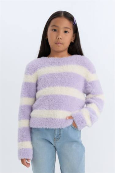 Girl Crew Neck Striped Pullover