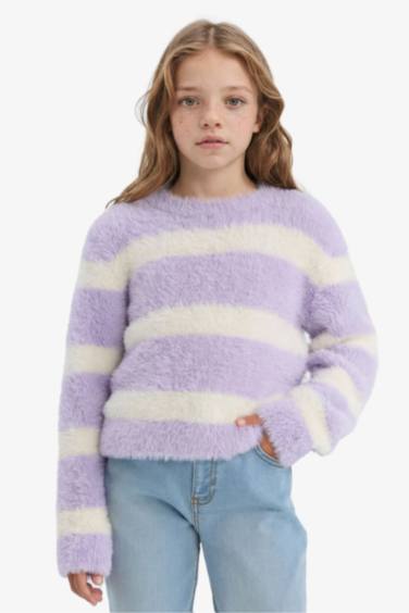 Pull en tricot à col rond pour fille