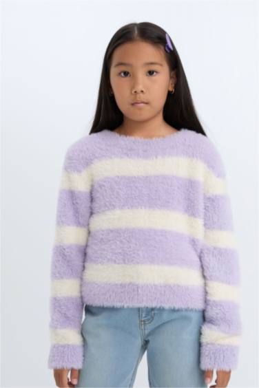 Girl Crew Neck Striped Pullover