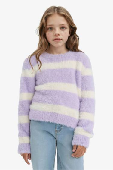Pull en tricot à col rond pour fille