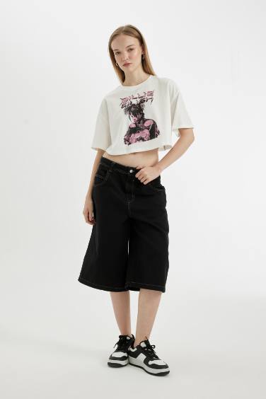 تيشيرت نص كم اوفر سايز مطبوع من بيلي إيليش