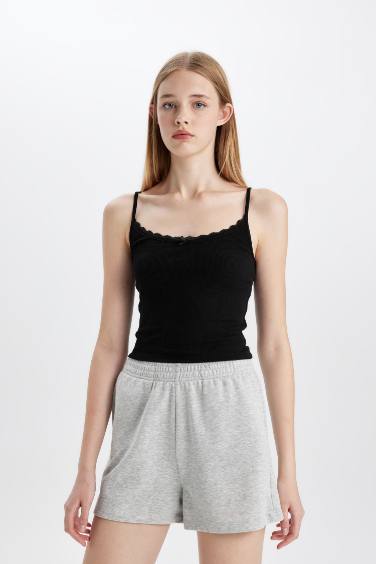 Fitted V-Neck Ribbed Camisole Crop Top