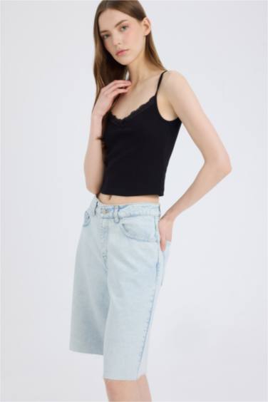 Fitted Slim Fit Ribbed Camisole Black Undershirt