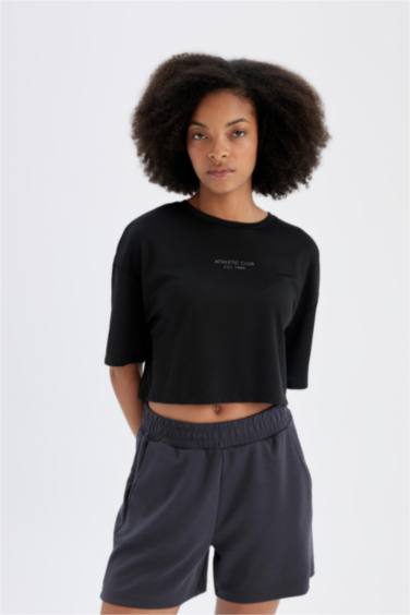 DeFactoFit Oversize Fit Slogan Printed Sports T-Shirt