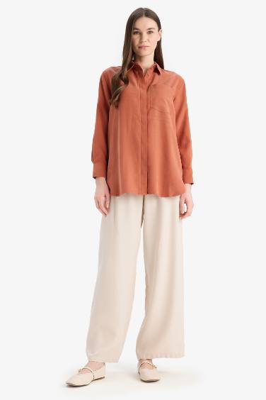 Relax Fit Basic Modal Long Sleeve Shirt Tunic