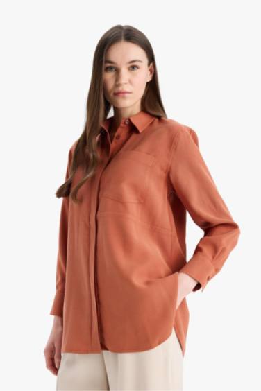 Relax Fit Basic Modal Long Sleeve Shirt Tunic