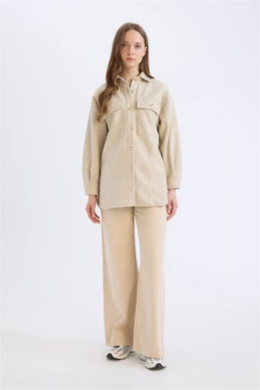 جاكيت قميص قصة مريحة بأزرار