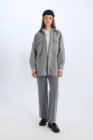 Relax Fit Cepli Düğmeli Gömlek Ceket