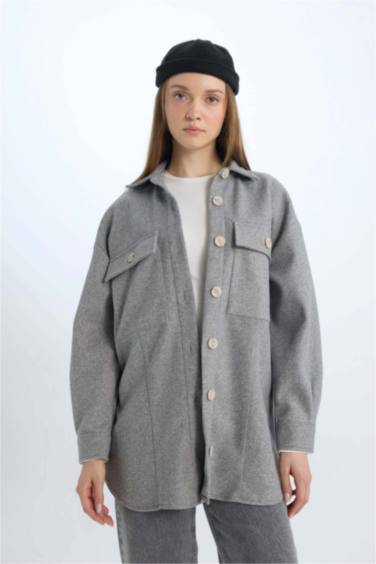 Relax Fit Cepli Düğmeli Gömlek Ceket