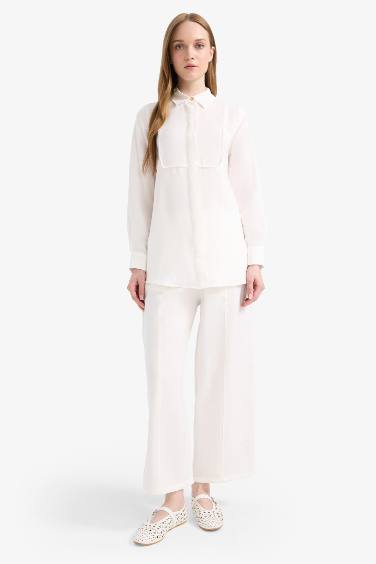 قميص طويل كم طويل قصة عادية