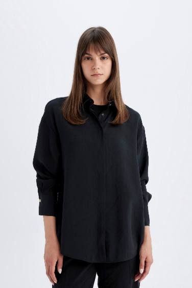 Relax Fit Modal Long Sleeve Shirt Tunic