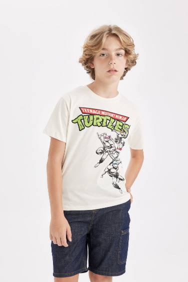 Boy Ninja Turtles-Retro Crew Neck T-Shirt