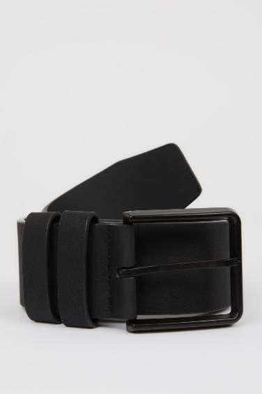 Boy Rectangle Buckle Faux Leather Casual Belt