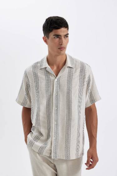 релакс пішімі жолақ Қысқа жеңді жейде