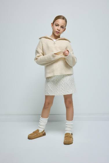 Girl Knit Detailed Knitted Skirt