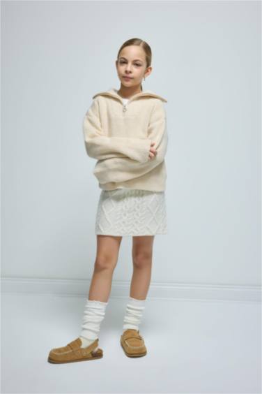 Girl Knit Detailed Knitted Skirt