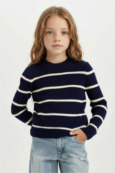 Pull Slim en tricot à col rond pour Fille