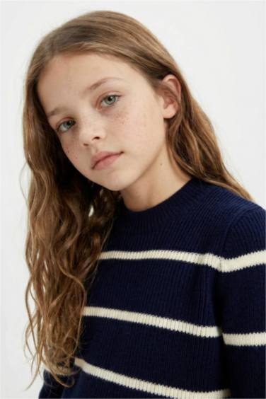 Pull Slim en tricot à col rond pour Fille