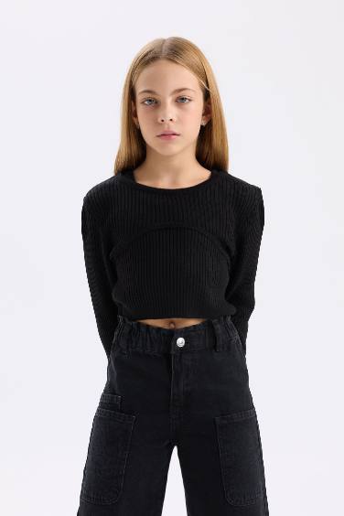 Girl 2 piece Slim Fit Crew Neck Pullover