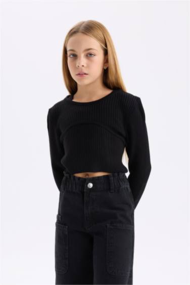 Girl 2 piece Slim Fit Crew Neck Pullover