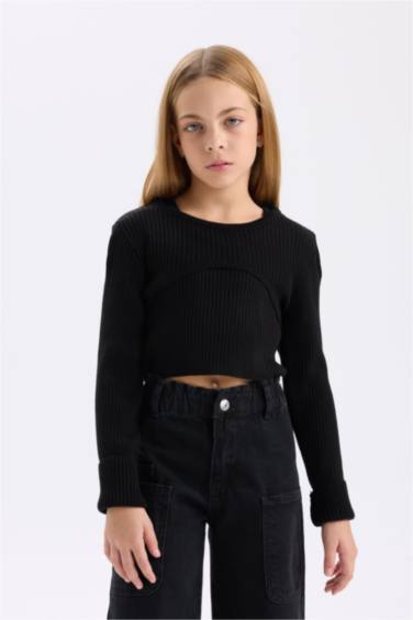 Girl 2 piece Slim Fit Crew Neck Pullover