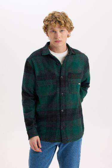 Relax Fit Kareli Oduncu Uzun Kollu Gömlek Ceket