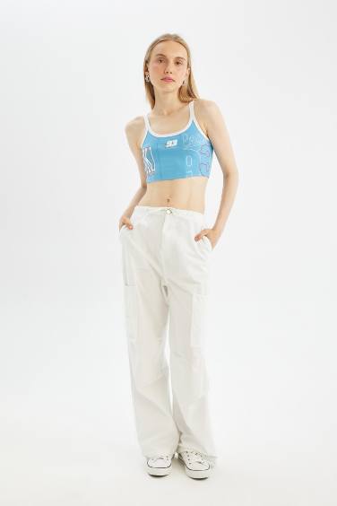 كروب توب سليم فيت بحمالات مطبوع