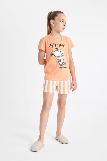 Girl Snoopy Short Sleeve 2 Piece Pajama Set