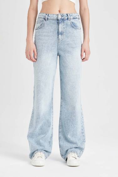 Wide Leg High Waist Long Washed Jeans