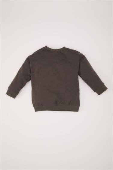 سويت شيرت بيبي اولادي بطبعة شعار قصة عادية وبطانة ناعمة