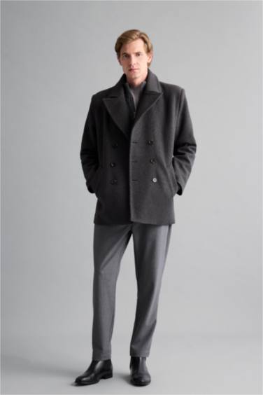 Slim Fit пальто парка с пуговицами, карманами и подкладкой