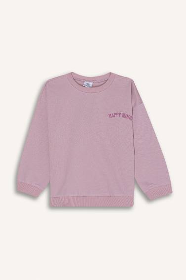 Baby Girl Regular Fit Slogan Patterned Sweatshirt