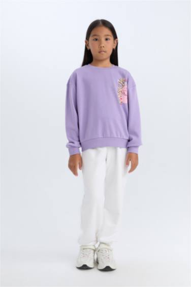 Girl Relax Fit Crew Neck Printed Sweatshirt