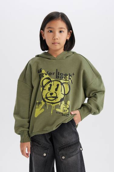 Girl Oversize Fit Hooded Sweatshirt