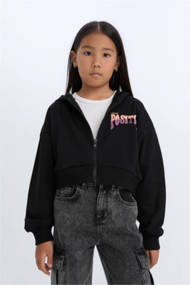 بلوفر برسمة مدينة بغطاء للرأس ببطانة ناعمة