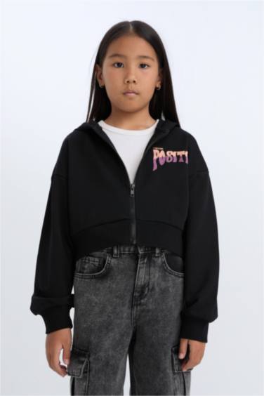 بلوفر برسمة مدينة بغطاء للرأس ببطانة ناعمة