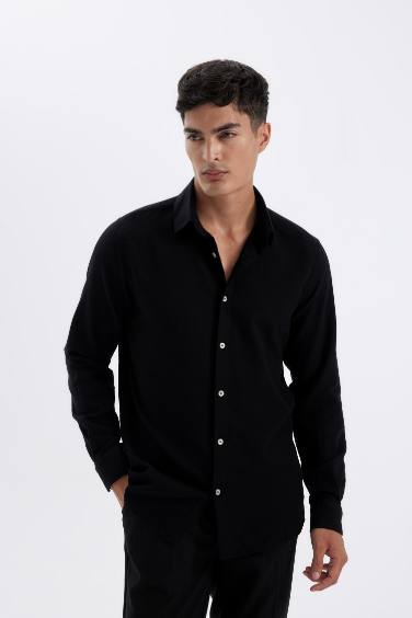 Modern Fit Polo Neck Cotton Shirt