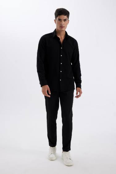 поло жаға мақта Ұзын жеңді көйлек