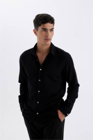 поло жаға мақта Ұзын жеңді көйлек