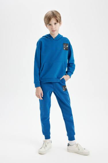 Boy Woven Labeled Elastic Waist Leg Jogger Sweatpants