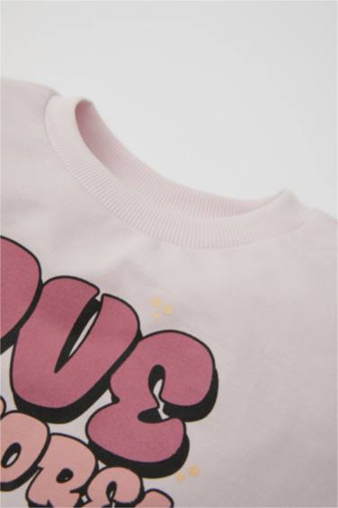 Bisiklet Yaka Baskılı Sweatshirt Kız Bebek