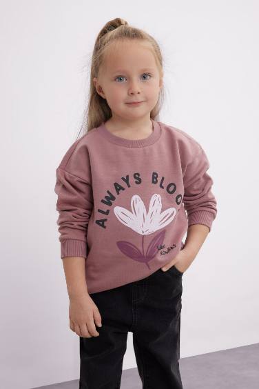 Baby Girl Crew Neck Floral Sweatshirt