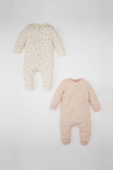 Baby Girl Heart Patterned 2 Pack Jumpsuit