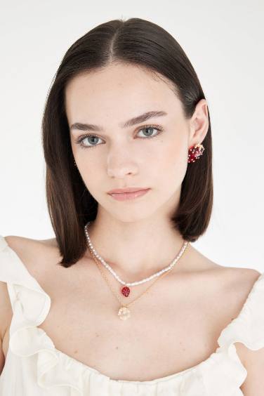 Collier en 2 pièces doré avec détail de fraise pour femme - 2