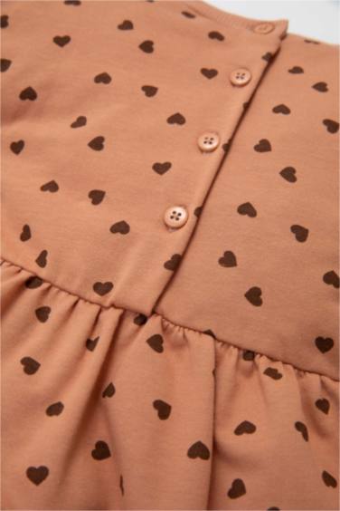 Baby Girl Crew Neck Heart Polka Dot Sweatshirt Dress