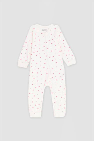 Baby Girl Newborn Heart Patterned 2 Piece Jumpsuit