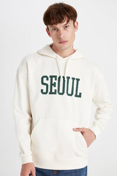 Boxy Fit Hooded Printed Sweatshirt